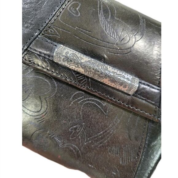 Brighton Black Embossed Leather Wallet - Hearts & Paisley Design - Elegant Style - Picture 4 of 12